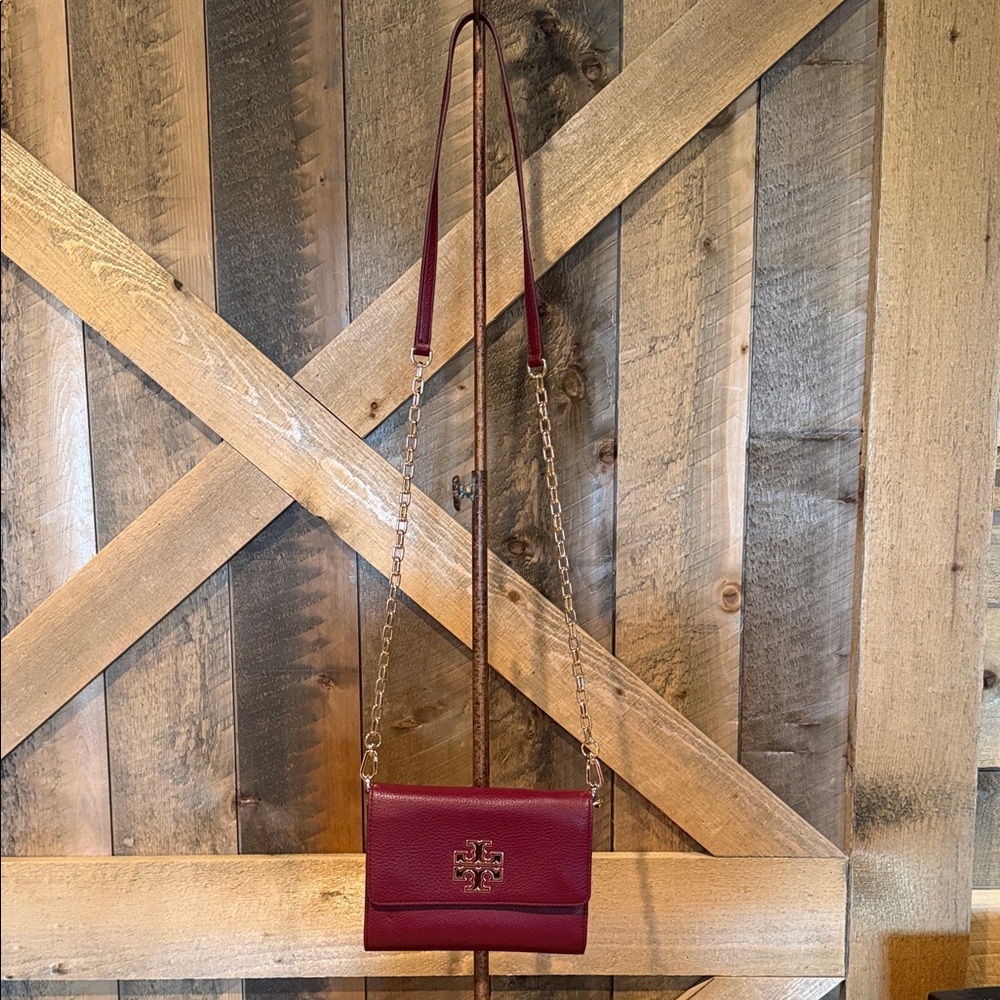 Tory Burch Britten Combo Wine Red Crossbody Bag